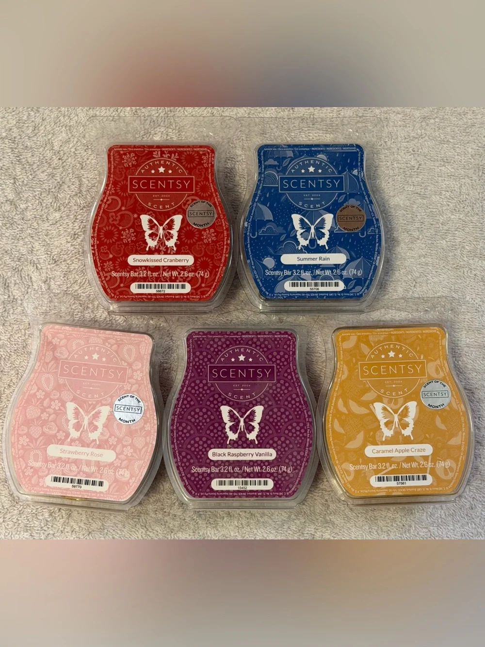 NWT RETIRED Scentsy Wax Bar Set Apple Raspberry Strawberry Cranberry Summer Rain